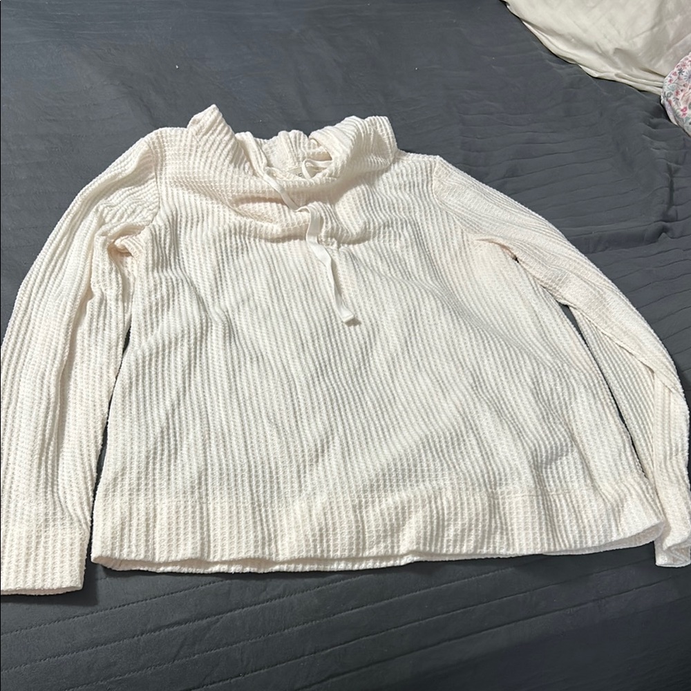 LOFT Ivory Textured Knit Pullover
